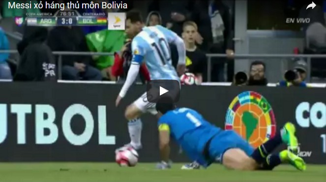 Messi xỏ háng thủ môn Bolivia